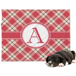 Red & Tan Plaid Dog Blanket - Large (Personalized)