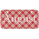 Red & Tan Plaid Mini/Bicycle License Plate (2 Holes) (Personalized)