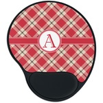 Red & Tan Plaid Mouse Pad with Wrist Support