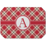 Red & Tan Plaid Dining Table Mat - Octagon (Single-Sided) w/ Initial