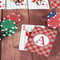 Red & Tan Plaid On Table with Poker Chips