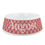 Red & Tan Plaid Plastic Dog Bowl - Medium (Personalized)