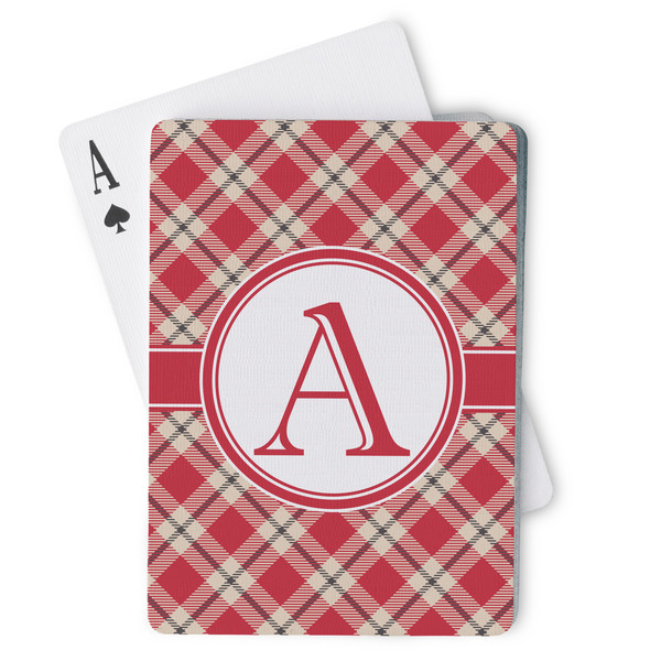 Custom Red & Tan Plaid Playing Cards (Personalized)