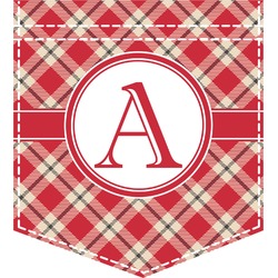 Red & Tan Plaid Iron On Faux Pocket (Personalized)
