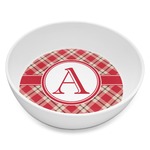 Red & Tan Plaid Melamine Bowl - 8 oz (Personalized)