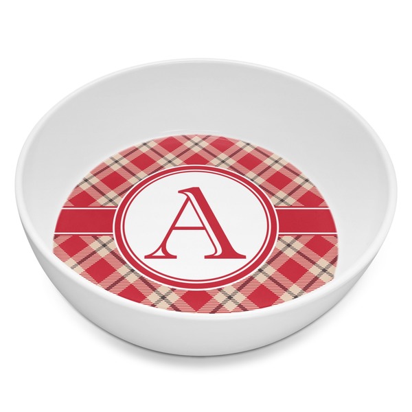 Custom Red & Tan Plaid Melamine Bowl - 8 oz (Personalized)