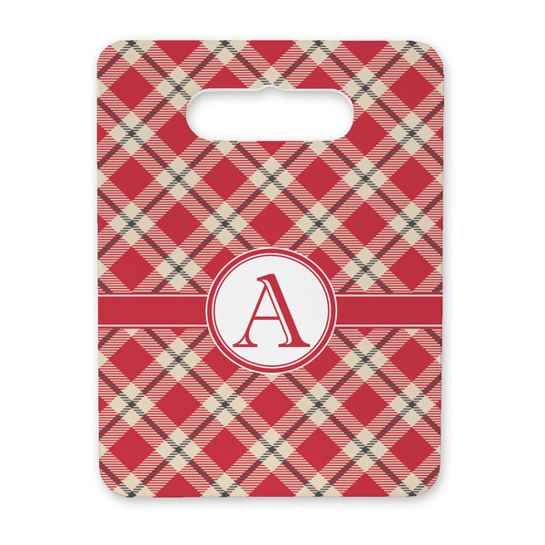 Custom Red & Tan Plaid Rectangular Trivet with Handle (Personalized)