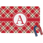 Red & Tan Plaid Rectangular Fridge Magnet (Personalized)