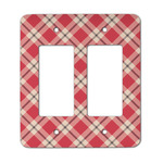 Red & Tan Plaid Rocker Style Light Switch Cover - Two Switch