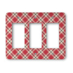 Red & Tan Plaid Rocker Style Light Switch Cover - Three Switch