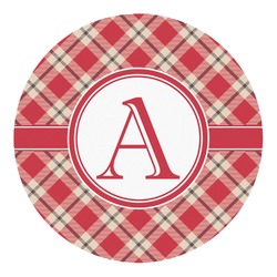 Red & Tan Plaid Round Decal - XLarge (Personalized)