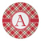 Red & Tan Plaid Round Paper Coaster - Approval