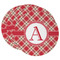 Red & Tan Plaid Round Paper Coaster - Main