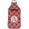 Red & Tan Plaid Sanitizer Holder Keychain - Large (Front)