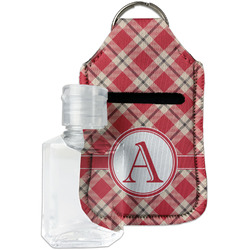 Red & Tan Plaid Hand Sanitizer & Keychain Holder - Small (Personalized)