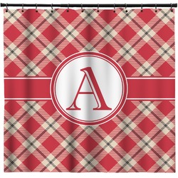 Red & Tan Plaid Shower Curtain - 71" x 74" (Personalized)