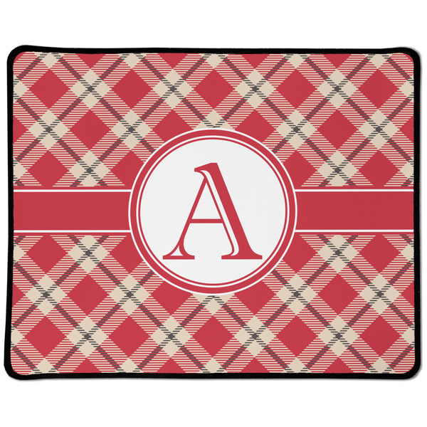 Custom Red & Tan Plaid Large Gaming Mouse Pad - 12.5" x 10" (Personalized)