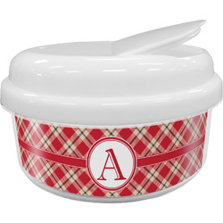 Red & Tan Plaid Snack Container (Personalized)