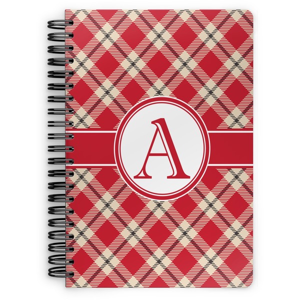 Custom Red & Tan Plaid Spiral Notebook (Personalized)