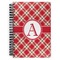 Red & Tan Plaid Spiral Journal Large - Front View