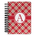 Red & Tan Plaid Spiral Notebook - 5x7 w/ Initial