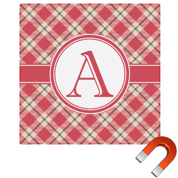 Red & Tan Plaid Square Car Magnet - 10" (Personalized)