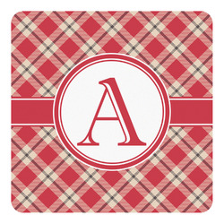Red & Tan Plaid Square Decal - Large (Personalized)