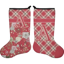Red & Tan Plaid Holiday Stocking - Double-Sided - Neoprene (Personalized)