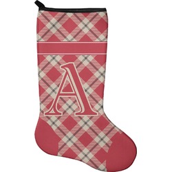Red & Tan Plaid Holiday Stocking - Single-Sided - Neoprene (Personalized)