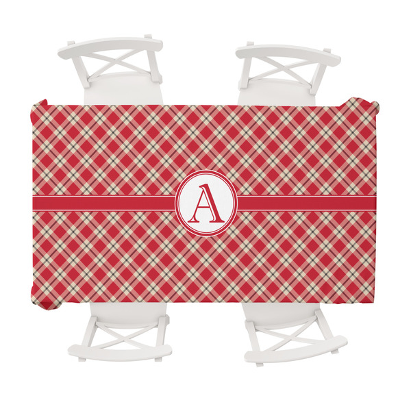 Custom Red & Tan Plaid Tablecloth - 58"x102" (Personalized)