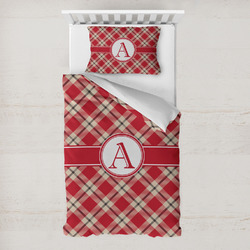 Red & Tan Plaid Toddler Bedding Set - With Pillowcase (Personalized)