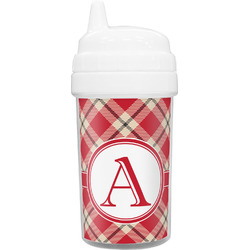 Red & Tan Plaid Toddler Sippy Cup (Personalized)
