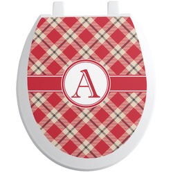 Red & Tan Plaid Toilet Seat Decal - Round (Personalized)