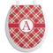 Red & Tan Plaid Toilet Seat Decal (Personalized)