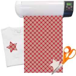 Red & Tan Plaid Heat Transfer Vinyl Sheet (12"x18")