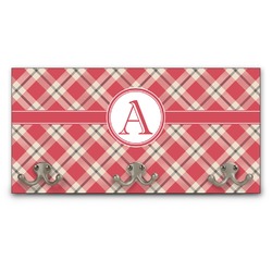 Red & Tan Plaid Wall Mounted Coat Rack (Personalized)