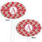 Red & Tan Plaid White Plastic 7" Stir Stick - Double Sided - Oval - Front & Back