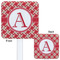 Red & Tan Plaid White Plastic Stir Stick - Double Sided - Approval