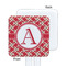 Red & Tan Plaid White Plastic Stir Stick - Single Sided - Square - Approval