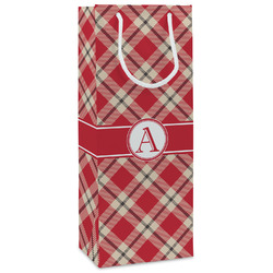 Red & Tan Plaid Wine Gift Bags - Gloss (Personalized)