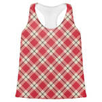 Red & Tan Plaid Womens Racerback Tank Top - Medium