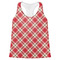 Red & Tan Plaid Womens Racerback Tank Tops - Medium - Front - Flat