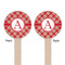 Red & Tan Plaid Wooden 7.5" Stir Stick - Round - Double Sided - Front & Back