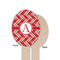 Red & Tan Plaid Wooden Food Pick - Oval - Single Sided - Front & Back