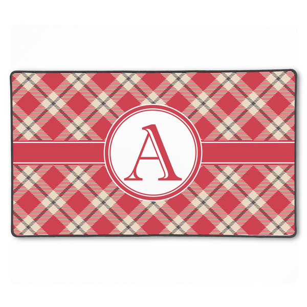 Custom Red & Tan Plaid XXL Gaming Mouse Pad - 24" x 14" (Personalized)