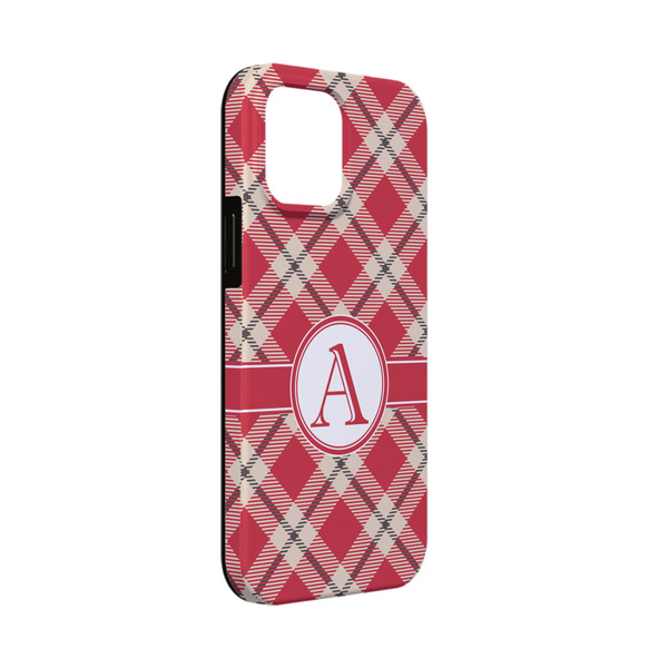 Custom Red & Tan Plaid iPhone Case - Rubber Lined - iPhone 13 Mini (Personalized)