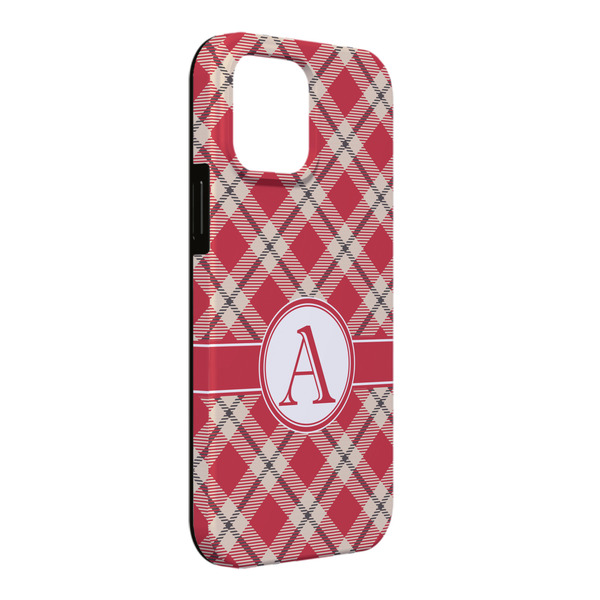 Custom Red & Tan Plaid iPhone Case - Rubber Lined - iPhone 13 Pro Max (Personalized)