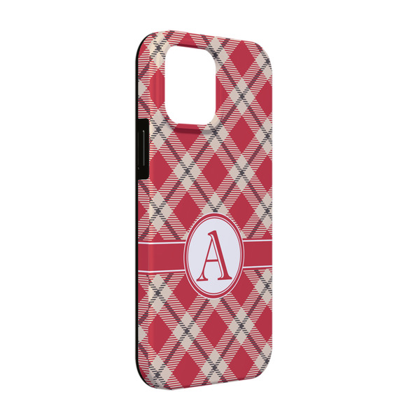 Custom Red & Tan Plaid iPhone Case - Rubber Lined - iPhone 13 Pro (Personalized)