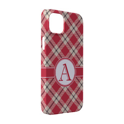 Red & Tan Plaid iPhone Case - Plastic - iPhone 14 (Personalized)