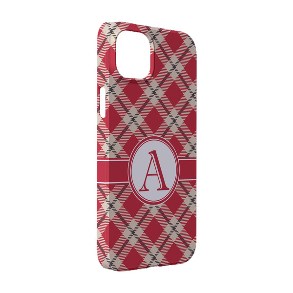 Custom Red & Tan Plaid iPhone Case - Plastic - iPhone 14 (Personalized)